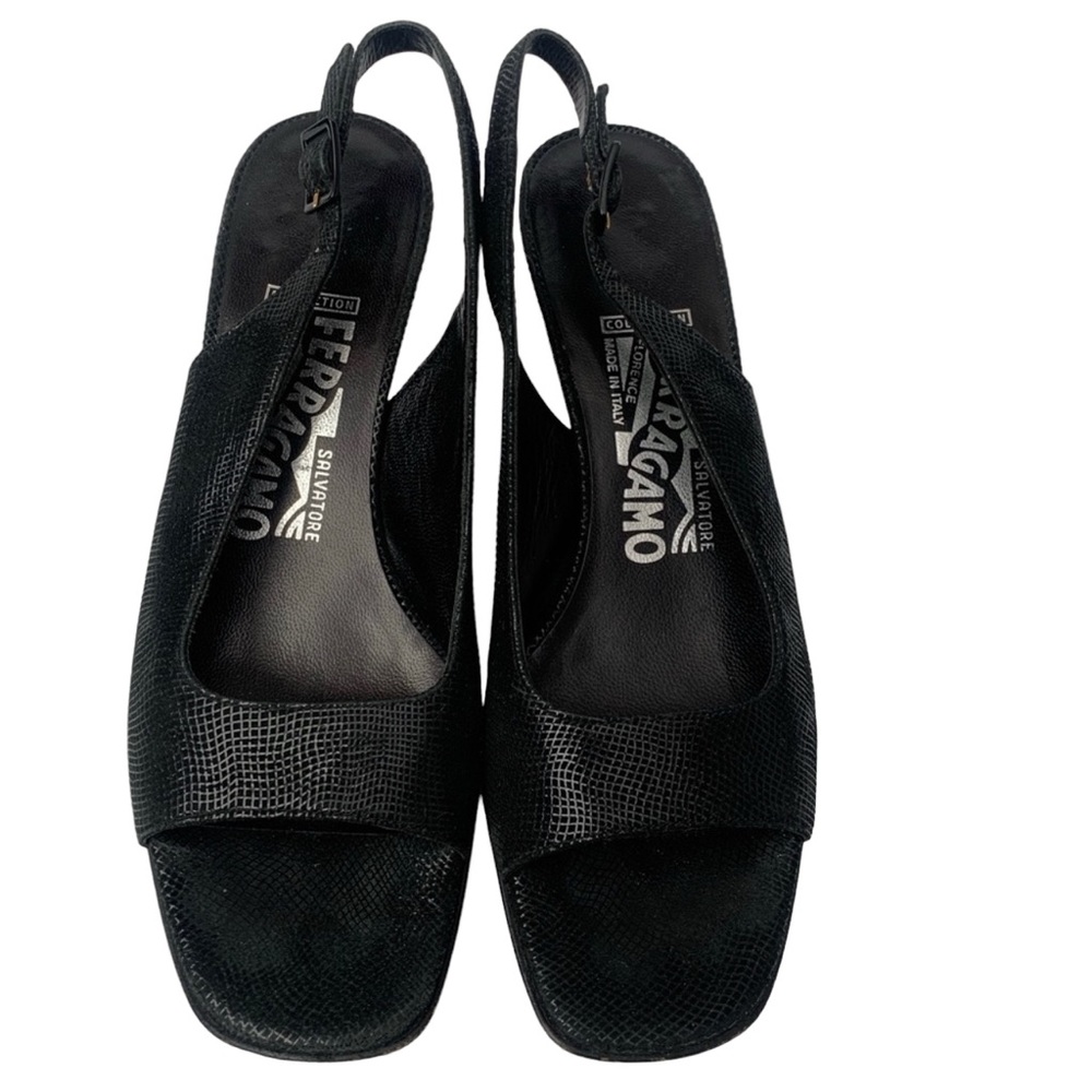 Salvatore Ferragamo Sling Back Open Toe Heels Size 6 AA